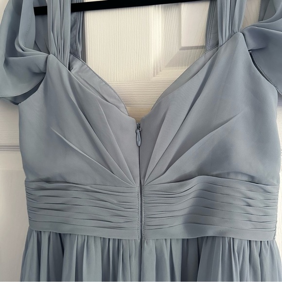 Size 12 Azazie Lianne A-Line Off the Shoulder Chiffon Dress - Twilight Color - Picture 11 of 12